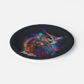 Assiettes En Carton Chouette spatiale colorée (Angle)