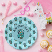Assiettes En Carton Chouette turquoise et Bleue (Fête)
