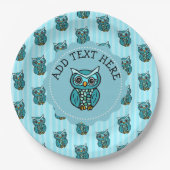 Assiettes En Carton Chouette turquoise et Bleue (Devant)