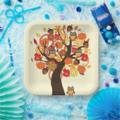 Assiettes En Carton Chouettes D'Automne Et Citrouilles (Fête)