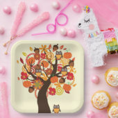 Assiettes En Carton Chouettes D'Automne Et Citrouilles (Fête)