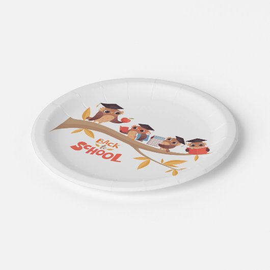 Assiettes En Carton Chouettes mignonnes Retour à l'école (Angle)