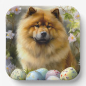 Assiettes En Carton Chow Chow avec oeufs de Pâques vacances (Recto)