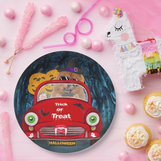 Assiettes En Carton Chow Chow Chig Conduire voiture effrayant Hallowee (Fête)