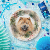 Assiettes En Carton chow chow Christmas Wreath Festive Pup (Fête)