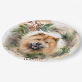 Assiettes En Carton chow chow Christmas Wreath Festive Pup (Angle)