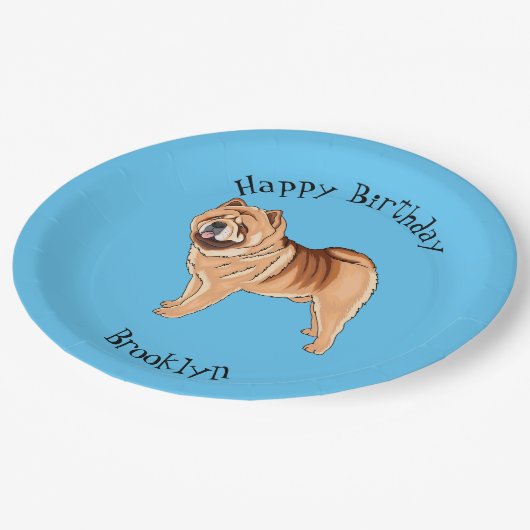 Assiettes En Carton Chow Chow dog cartoon (Angle)