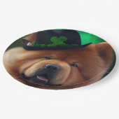 Assiettes En Carton Chow Chow Dog en tenue de la Saint Patrick (Angle)