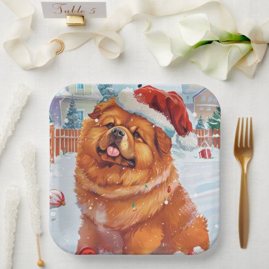 Assiettes En Carton Chow Chow Winter Wonderland Noël Joie (Mariage)