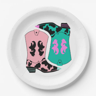 Assiettes En Carton Chowgirl moderne Western Boots fermier Ranch Cowbo