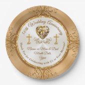 Assiettes En Carton Christian, 50e Anniversaire Mariage Plaques en pap (Devant)