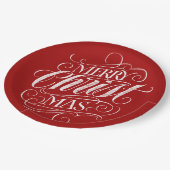 Assiettes En Carton Christian Joyeux Noël Chalk en rouge (Angle)