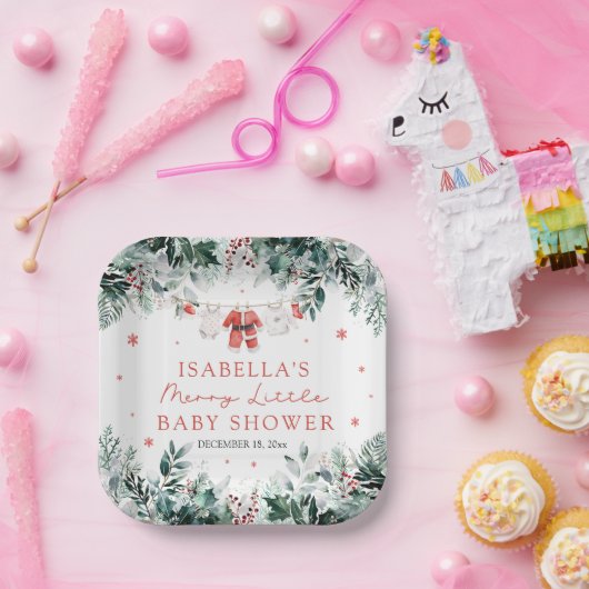 Assiettes En Carton Christmas Baby Clothes Merry Little Baby Shower (Fête)