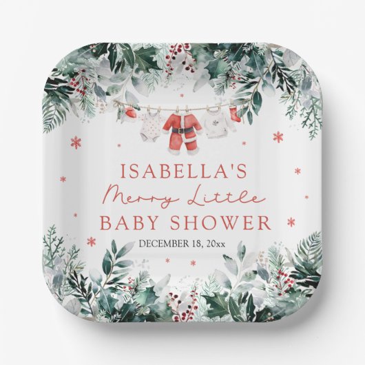 Assiettes En Carton Christmas Baby Clothes Merry Little Baby Shower (Recto)