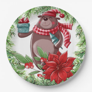 Assiettes En Carton Christmas Bear