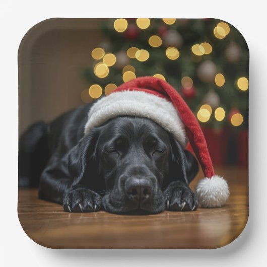 Assiettes En Carton Christmas Black Labrador Retriever (Recto)