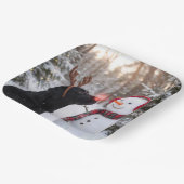 Assiettes En Carton Christmas Black Labrador Retriever with Snowman (Angulaire)