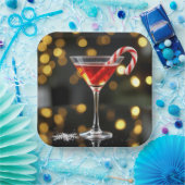 Assiettes En Carton Christmas Candy Cane In a Cocktail (Fête)