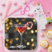 Assiettes En Carton Christmas Candy Cane In a Cocktail (Fête)