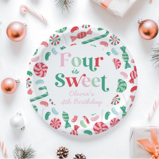 Assiettes En Carton Christmas Candy Four est Sweet 4e anniversaire