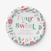 Assiettes En Carton Christmas Candy Four est Sweet 4e anniversaire (Devant)