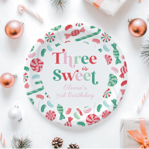 Assiettes En Carton Christmas Candy Three is Sweet 3e anniversaire