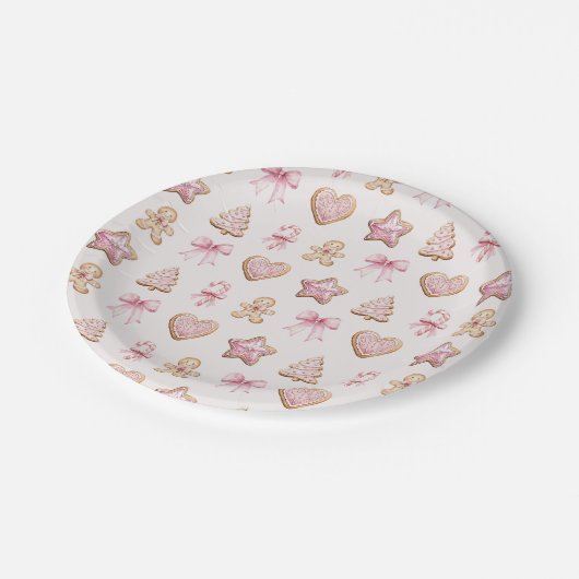 Assiettes En Carton Christmas Cookie Pattern Baby Shower (Angle)