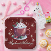 Assiettes En Carton Christmas Cup of Hot Chocolate | Red (Fête)