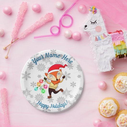 Assiettes En Carton Christmas Dancing Fox Custom (Fête)