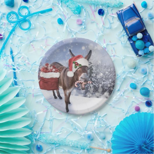 Assiettes En Carton Christmas donkey with funny (Fête)