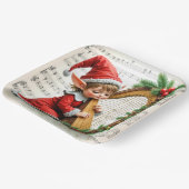 Assiettes En Carton Christmas Elf Playing a Harp (Angulaire)