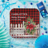Assiettes En Carton Christmas Fence Buffalo Plaid Baby Shower (Fête)