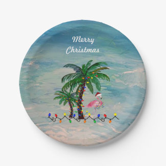 Assiettes En Carton Christmas flamingos tropical party plates