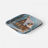 Assiettes En Carton Christmas Gingerbread House With a Snowman (Angulaire)