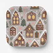 Assiettes En Carton Christmas Gingerbread Houses Holiday Pattern (Recto)