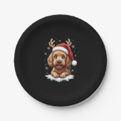 Assiettes En Carton Christmas Goldendoodle Dog Reindeer Holiday Doodle (Devant)