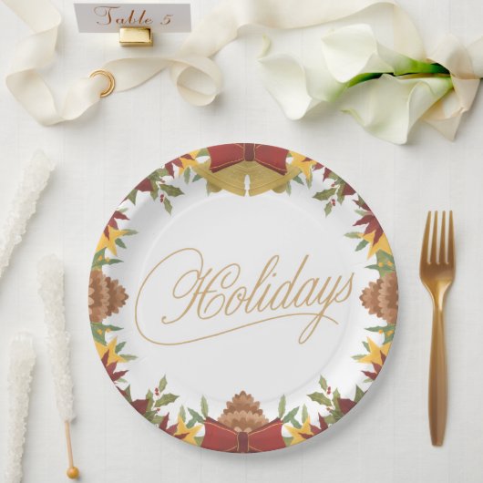 Assiettes En Carton Christmas Holiday Paper Plates – Festive Dinner (Mariage)