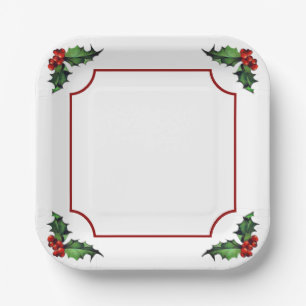 Assiettes En Carton Christmas Holly