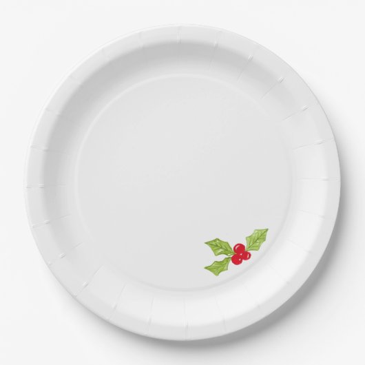 Assiettes En Carton Christmas Holly Festive Holiday Fun (Devant)