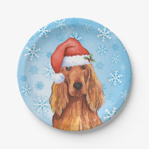 Assiettes En Carton Christmas Irish Setter
