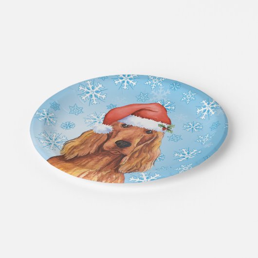 Assiettes En Carton Christmas Irish Setter (Angle)