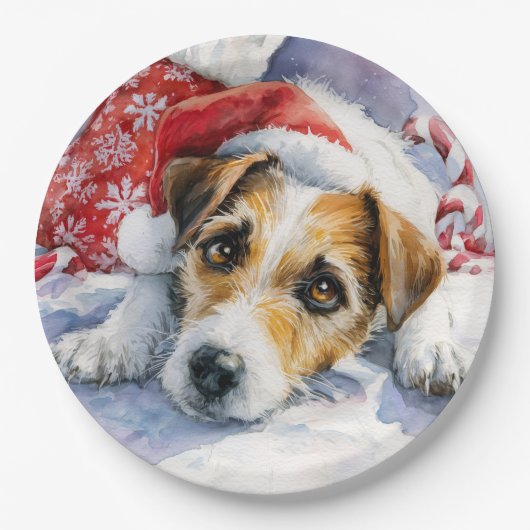 Assiettes En Carton Christmas Jack Russell Paper Plate (Devant)