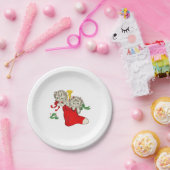 Assiettes En Carton Christmas Kittens Retro (Fête)