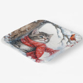 Assiettes En Carton Christmas Kitty Regarder un cardinal (Angulaire)