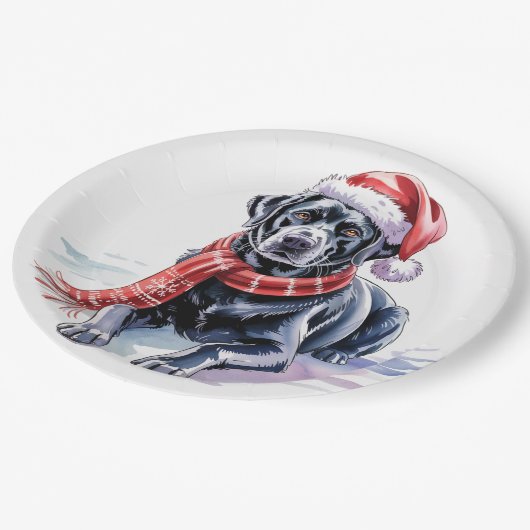 Assiettes En Carton  Christmas Labrador Paper Plate (Angle)