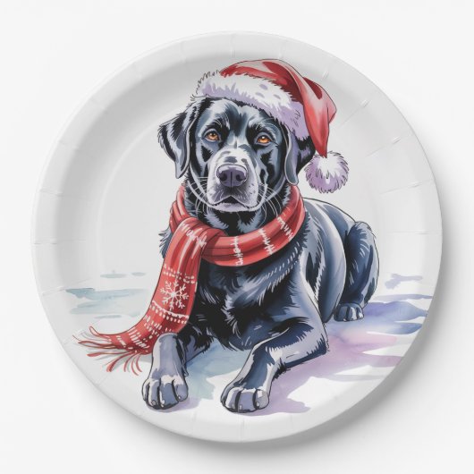 Assiettes En Carton Christmas Labrador Paper Plate (Devant)