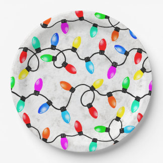 Assiettes En Carton Christmas Lights In The Snow