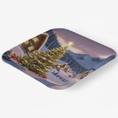 Assiettes En Carton Christmas lights landscape with snow (Angulaire)