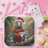 Assiettes En Carton Christmas Macaw Parrot With Martini Cocktail (Fête)