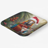 Assiettes En Carton Christmas Macaw Parrot With Martini Cocktail (Angulaire)